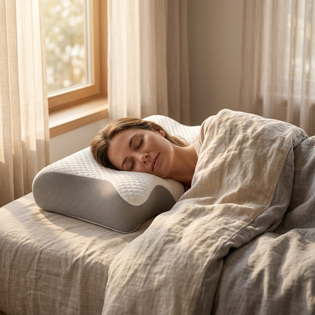 Ergonomic Memory Foam Neck Pillow – Dual-Height Support